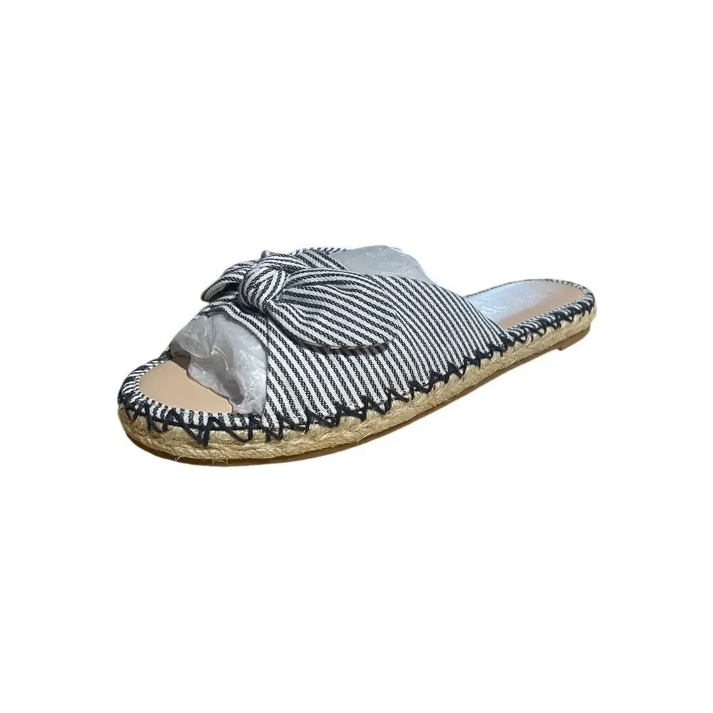 Kate Spade Saltie Shore Espadrille Blue/White Slip On Slide Sandal Sz 5.5B